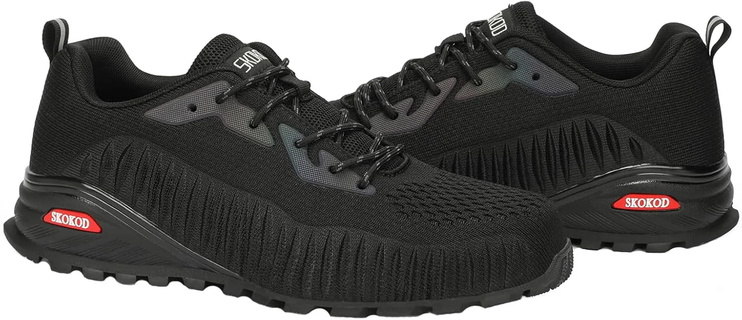 

Мужские рабочие туфли с металлическим носком, композитная защита, удобные, защищенные от проколов, легкие и непробиваемые кроссовки SKOKOD, черный