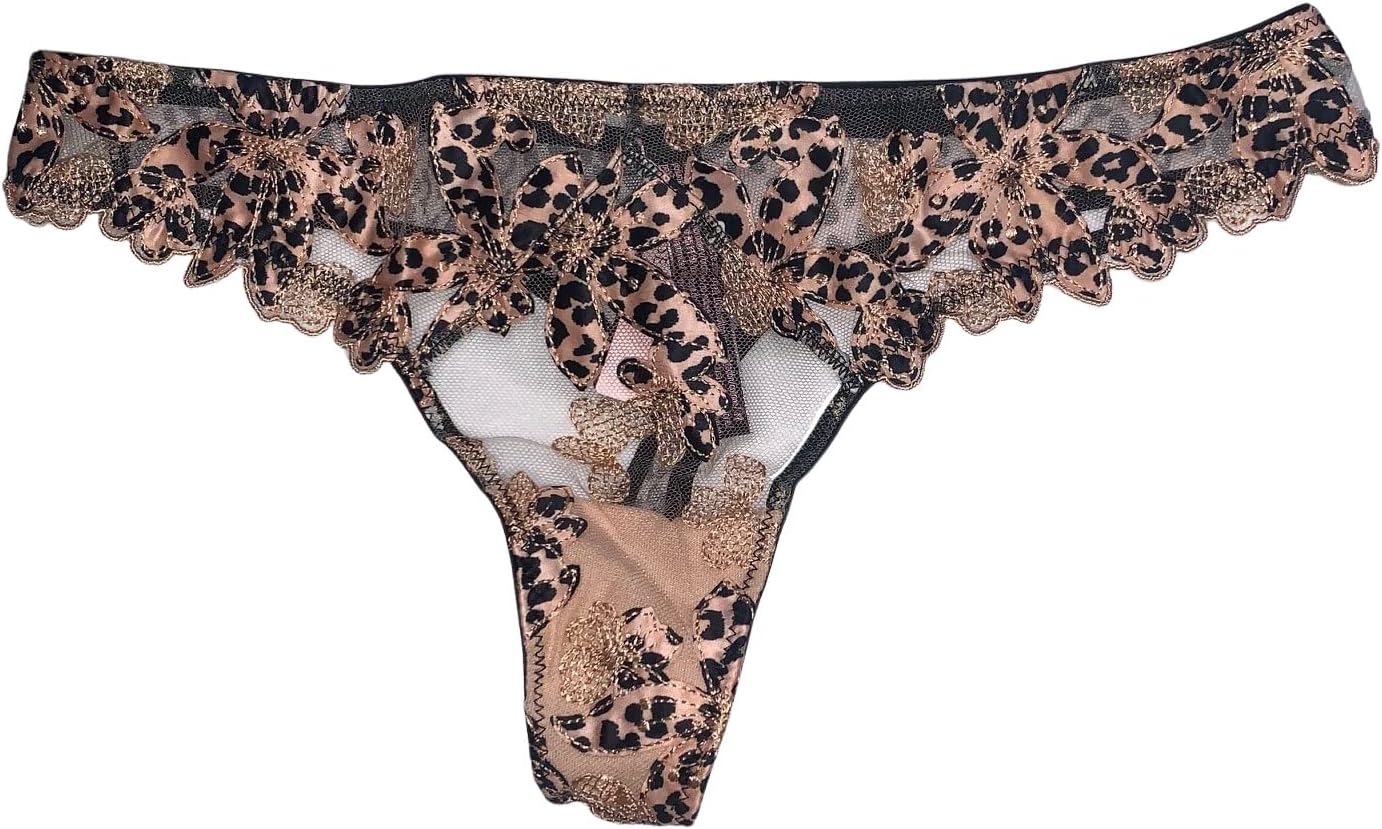 

Victoria's Secret Трусики-танга с цветочной вышивкой, цвет Leopard