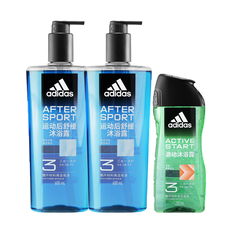 

Мужской 3 в 1 гель для душа очищение, увлажнение, смягчение успокаивающий после тренировки 600мл + Enthusiasm 600мл Adidas