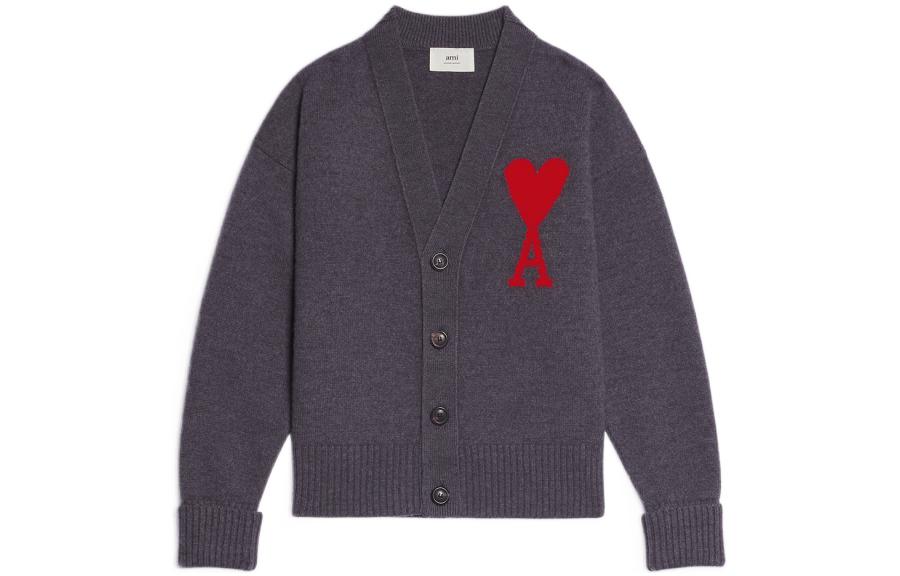 

Ami Paris Вязаный кардиган интарсии Ami De Coeur AMIPARIS, темно-серый