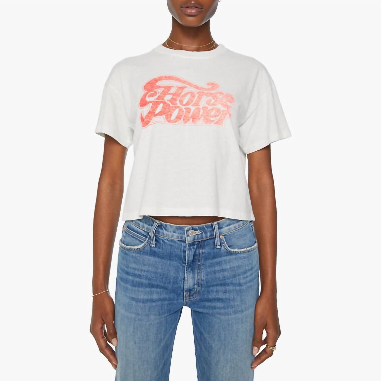 

Футболка Grab Bag Crop Bowie Tee Top в белом цвете Multi Mother