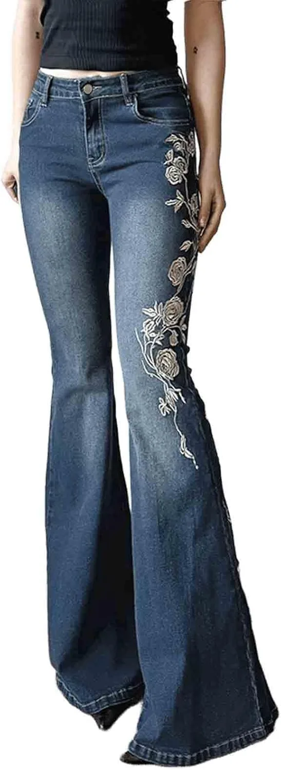 

Женские джинсы с розовой вышивкой и градиентом CBDAO