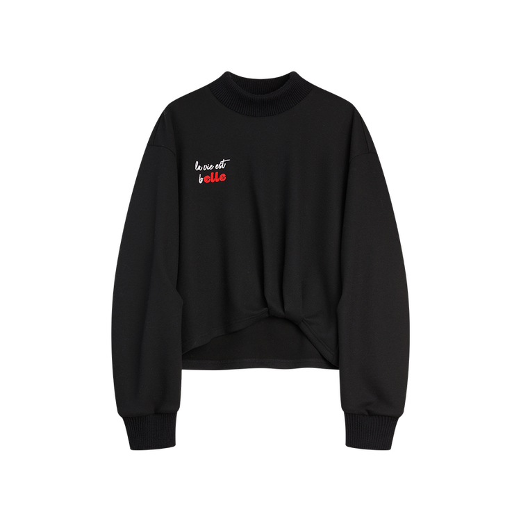 

ELLE Свитшот женский черный полуводолазка утепленный обычный