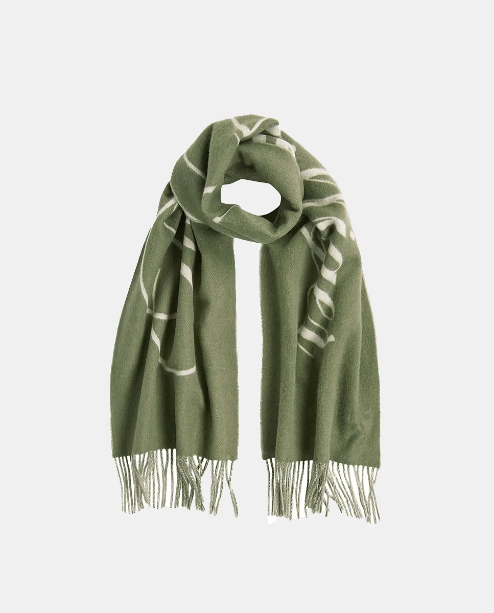 

Устойчивая шерстяная шарф зеленого цвета с подписью Tommy Hilfiger