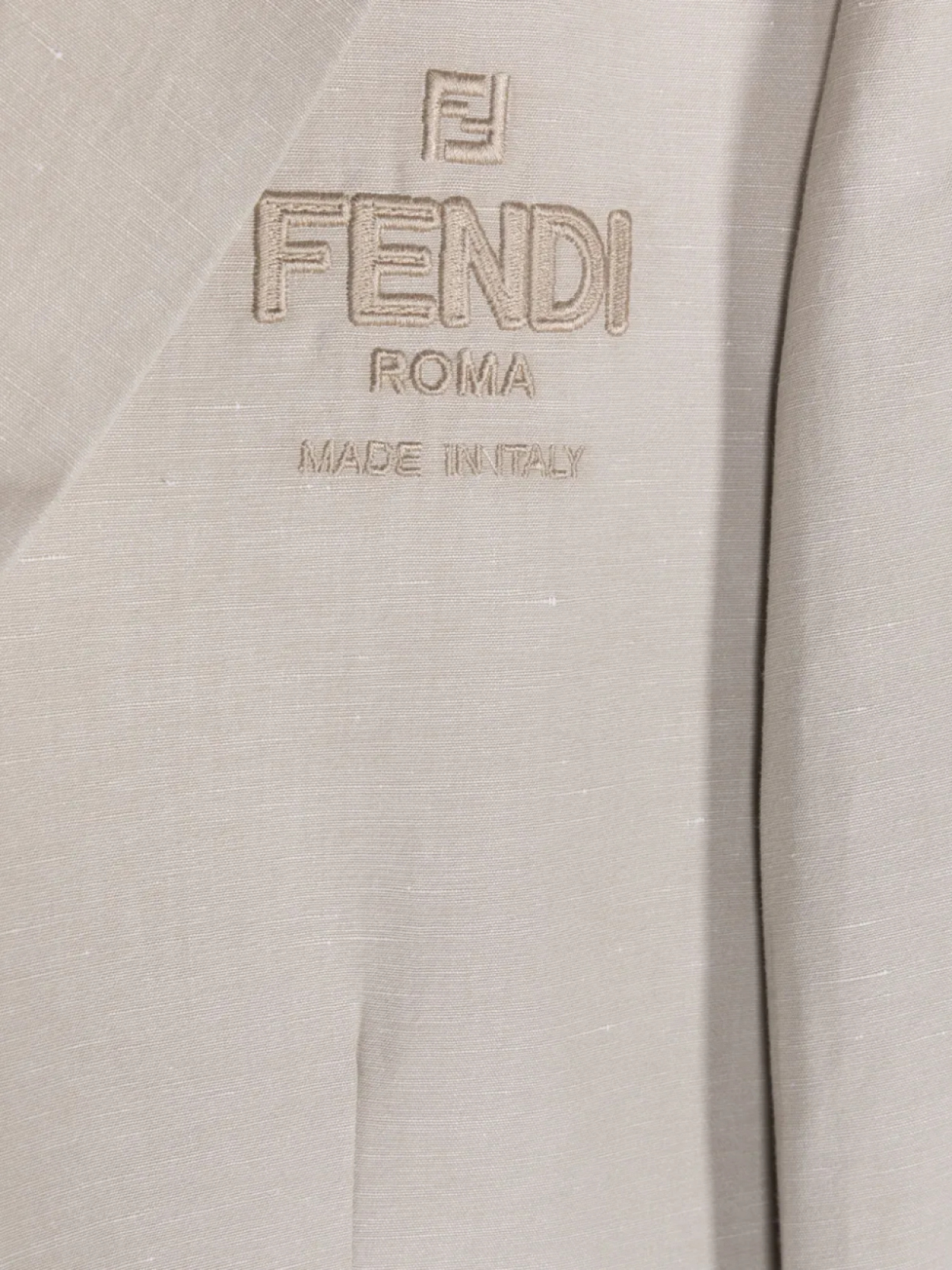 Однобортный блейзер с вышитым логотипом Fendi Kids, нейтральный — фото 3