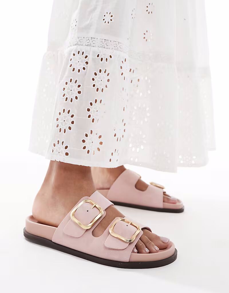 Сандалии schuh Tylee с двойной пряжкой из розовой замши