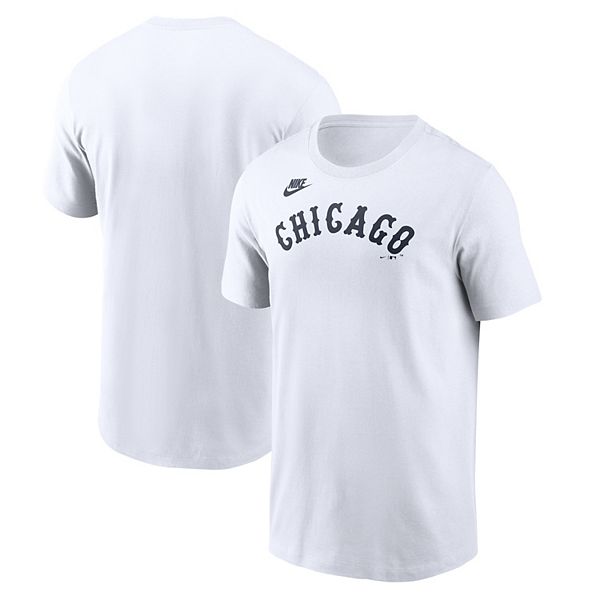 

Мужская белая футболка chicago white sox cooperstown collection wordmark Nike