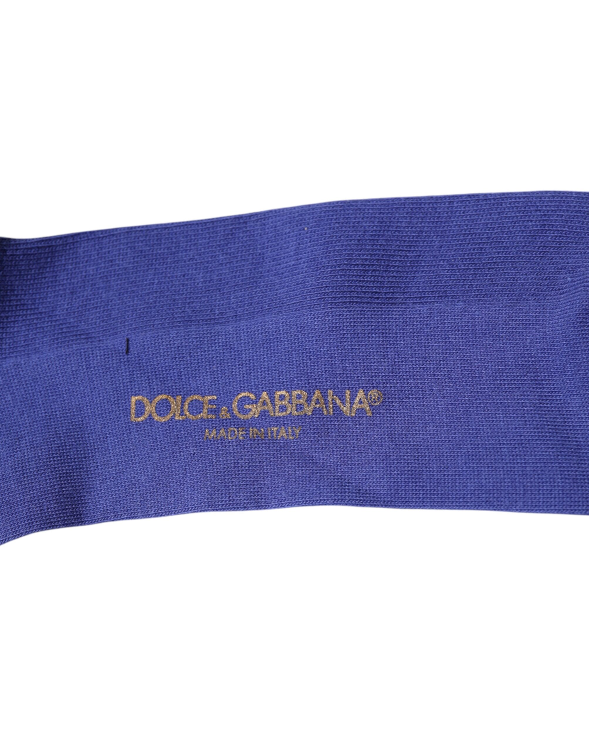 Фиолетовые хлопковые носки с логотипом поверх икр Dolce & Gabbana — фото 3