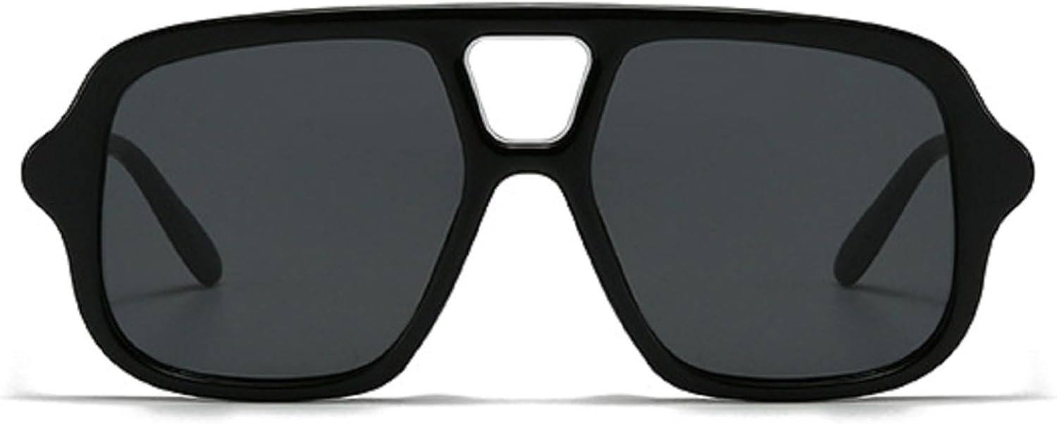 

Винтажные солнцезащитные очки с двойной перемычкой, квадратной формы, мужские, модные, с линзами цвета шампанского, с защитой от УФ-излучения UV400, трендовые солнцезащитные очки-пилот для женщин mincl, Black