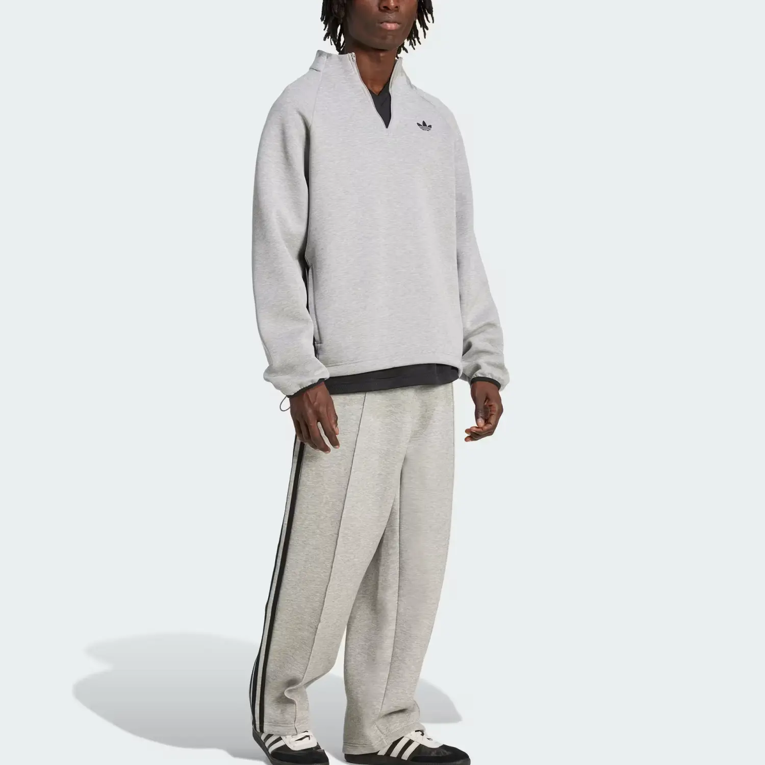 Свитшот Adidas Spacer Drill с молнией до середины и боковой полосой Adidas Originals, серый — фото 4