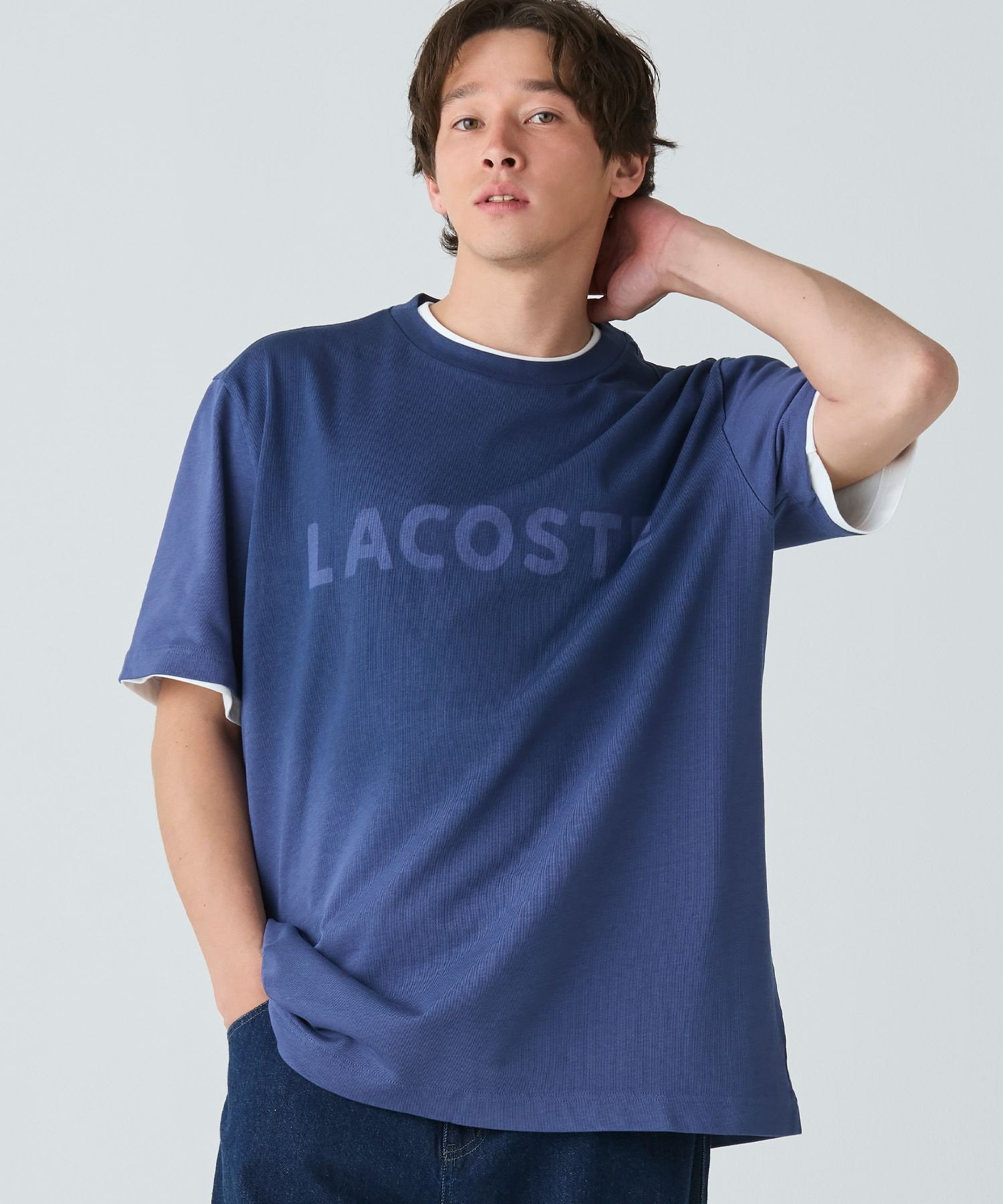 Футболка LACOSTE с градиентным трафаретом, Dark blue — фото 3