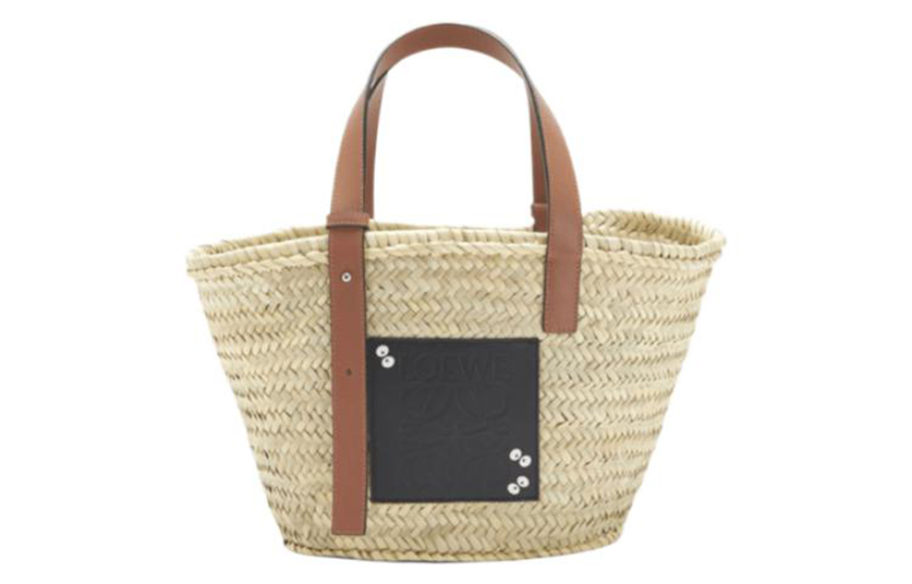 

LOEWE Сумка-корзина Totoro, женская, из телячьей кожи, с пальмовым листом, цвет натуральный/черный