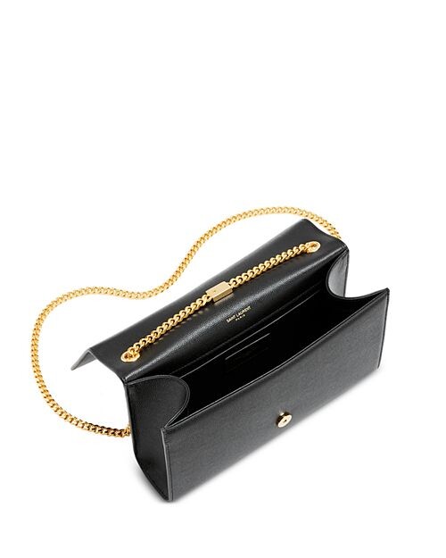 Маленькая сумка Kate из кожи с тиснением Grain De Poudre Saint Laurent, цвет Black — фото 3