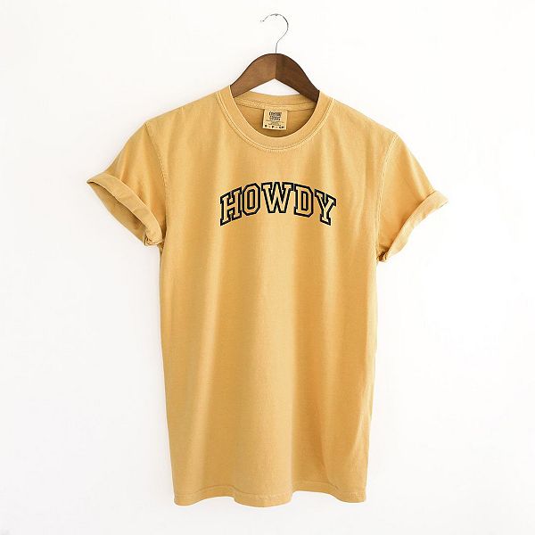 

Футболка Embroidered Howdy Varsity Outline Simply Sage Market, Mustard