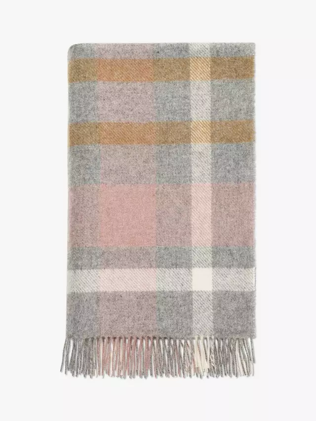 

Плед Bronte by Moon British Wool Contemporary Check, цвет silver/pink