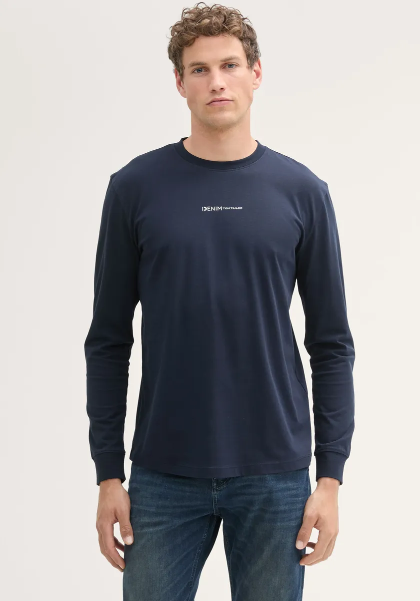 

Джинсовая рубашка TOM TAILOR с длинными рукавами и фирменным принтом спереди Tom Tailor Denim, синий