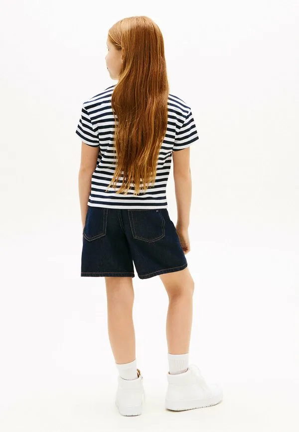 Футболка с вышитым логотипом в полоску и свободным принтом Tommy Hilfiger, Dark Night Navy Stripes — фото 3