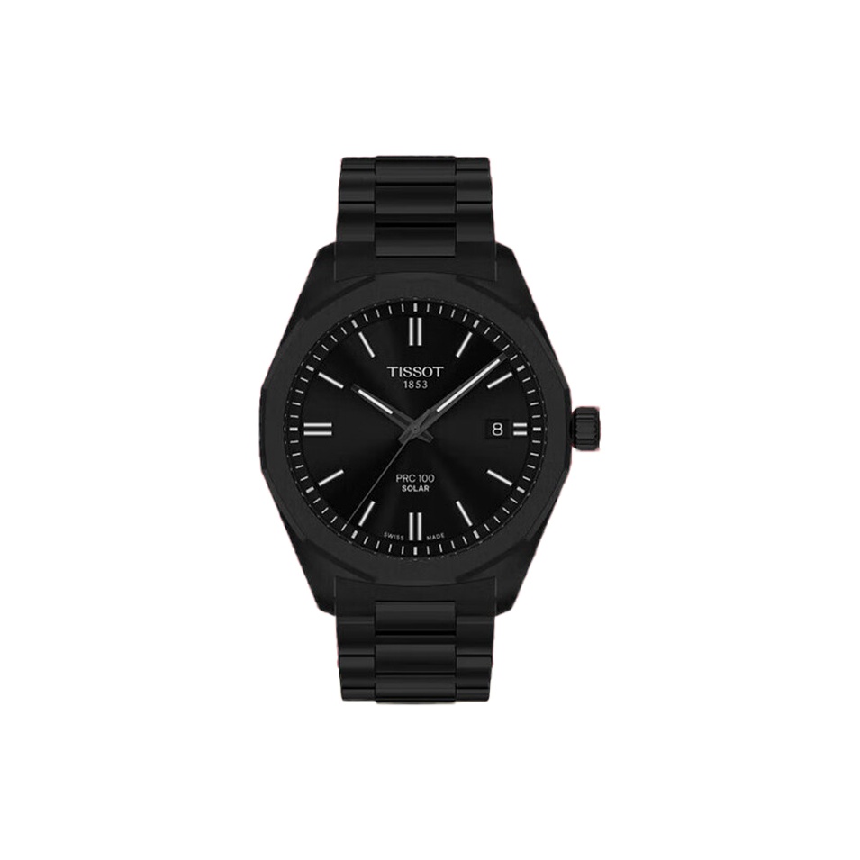 

TISSOT Часы unisex 39 мм с солнечным кварцевым механизмом prc100, черный циферблат, ремешок из нержавеющей стали и кожи