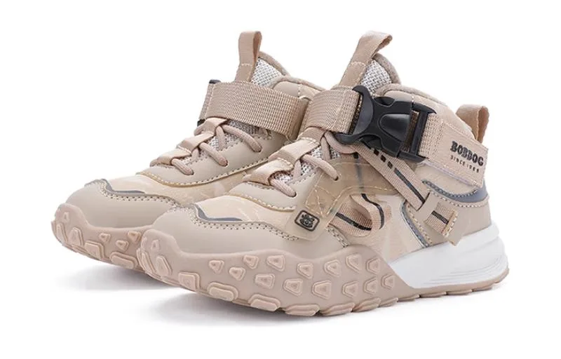 Детские кроссовки для бега mid top с флисовой подкладкой и противоскользящей подошвой BOBDOG, Khaki/apricot rice — фото 3