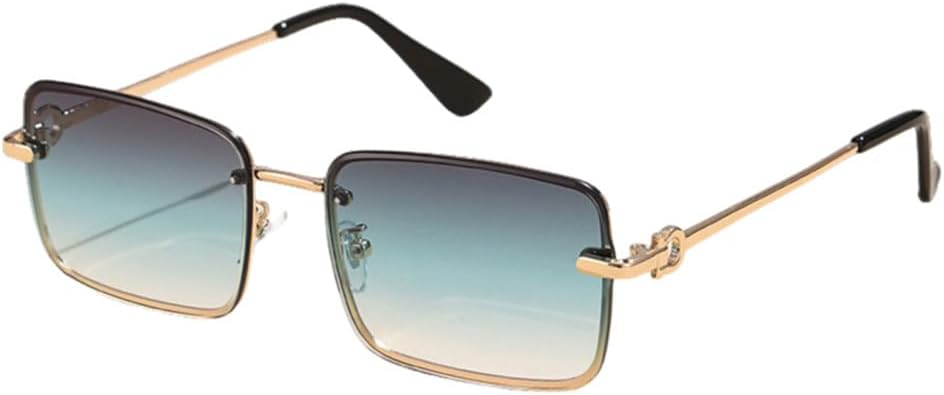 

Ретро-солнцезащитные очки 2027 года для женщин, модные без оправы, градиентные солнцезащитные очки из сплава, женские очки без оправы с защитой от УФ-излучения UV400 MTZJH, Green