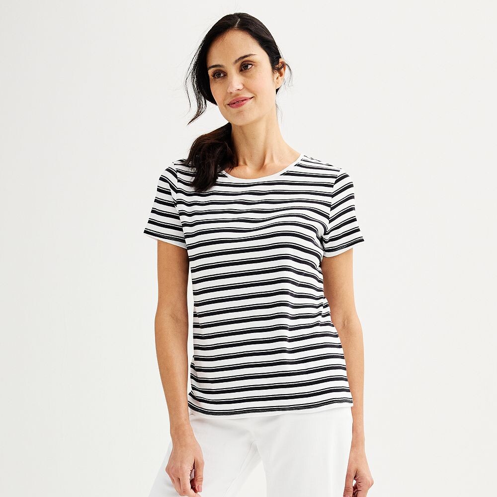 

Женская футболка Croft & Barrow Essential с круглым вырезом, цвет Black Dual Stripe