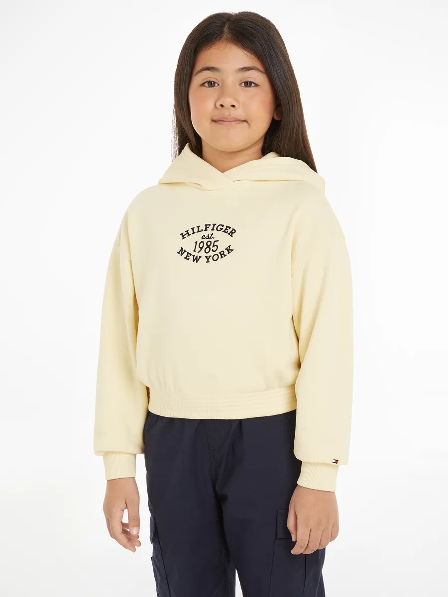 

Толстовка Tommy Hilfiger с капюшоном "MONOTYPE FLOCK HOODIE", дети до 16 лет, с надписью-логотипом, цвет Lemon Zest