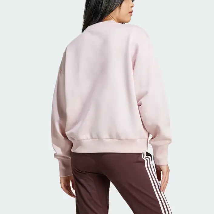 Бесплатная доставка с AdiClub Всесезонный флисовый свободный свитшот Adidas, Песочный розовый — фото 4