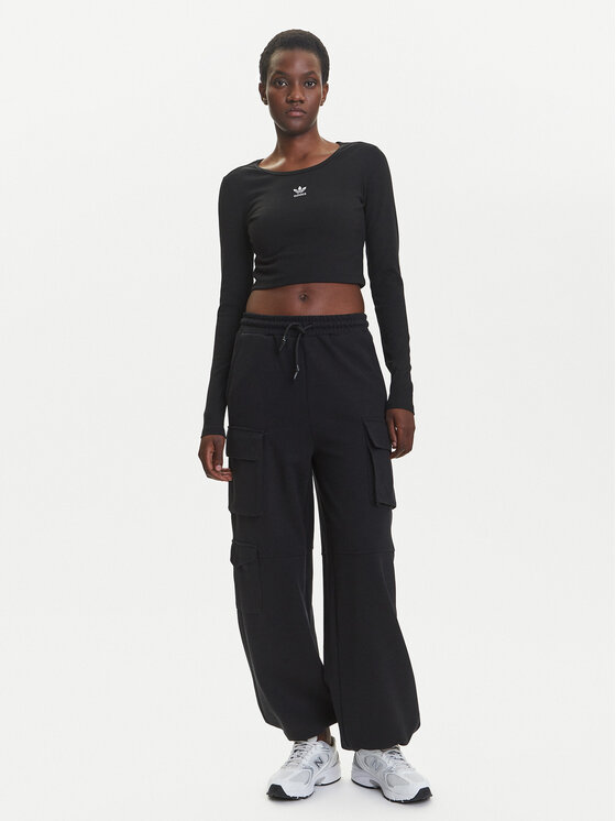 Облегающая блузка Essentials Ribbed IW5725 Adidas, черный — фото 2