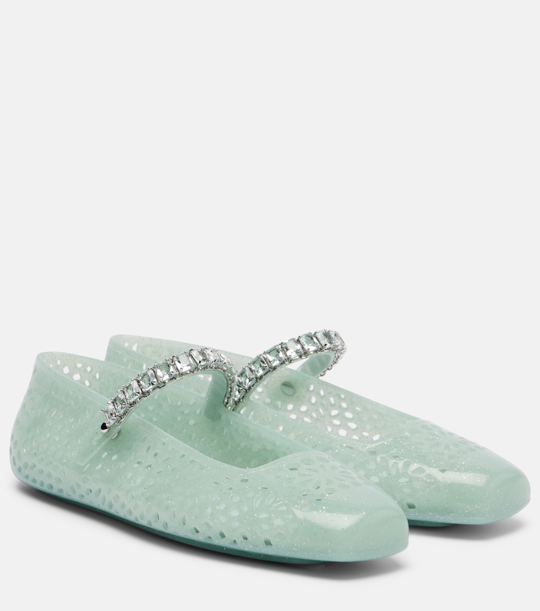 Балетки с кристаллами в виде желе Jimmy Choo, Light Verd