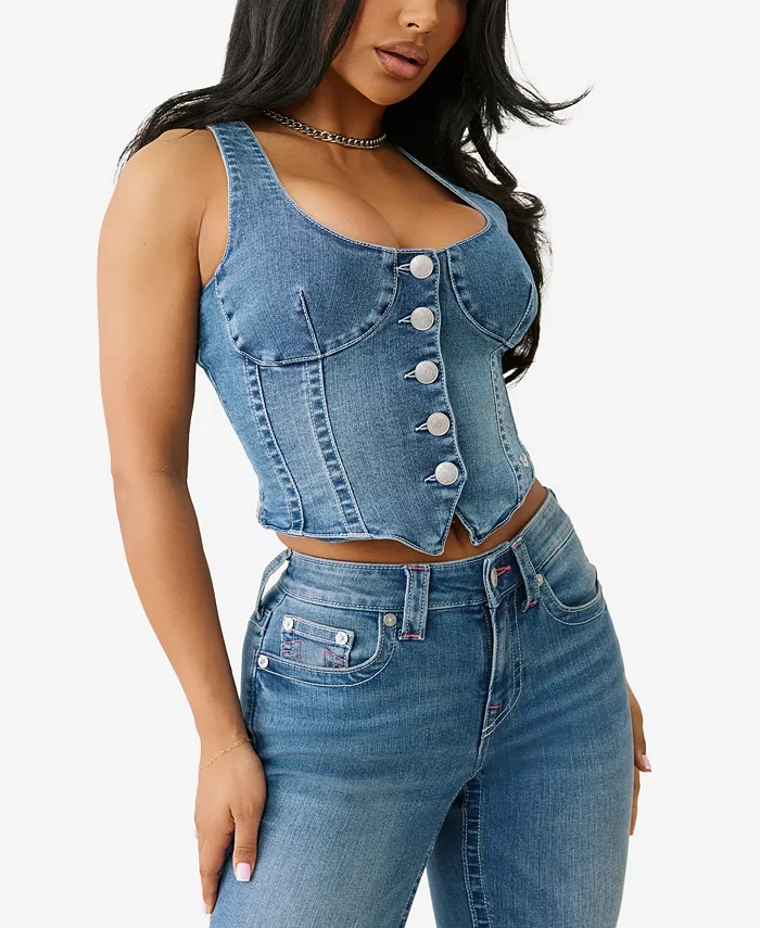

Женский джинсовый топ с круглым вырезом True Religion, синий