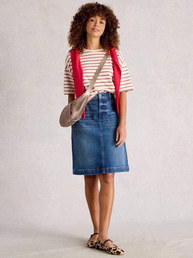 

Джинсовая юбка трапеция Tia из хлопковой смеси White Stuff