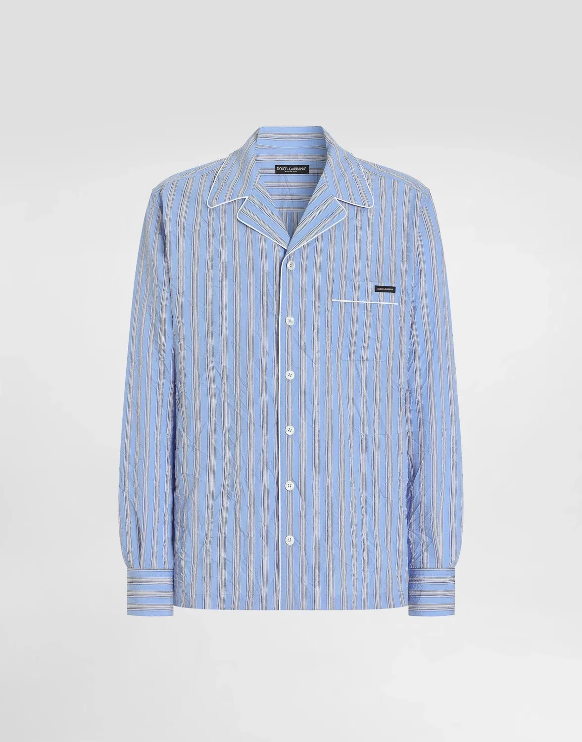 Рубашка из жатой полосатой ткани Crinkled striped fabric vanity shirt DOLCE & GABBANA, бежевый