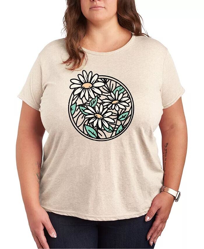 

Футболка больших размеров с рисунком Wildflower Circle Hybrid Apparel, бежевый
