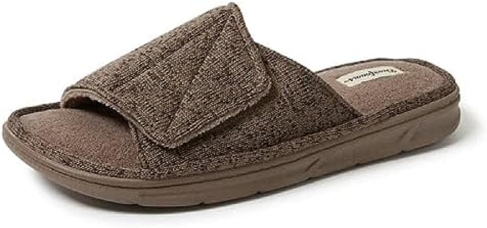 

Мужские шлепанцы Dearfoams с регулируемой посадкой для дома и улицы, с эффектом памяти, можно стирать в машине, летние, Fossil (Marled Knit)