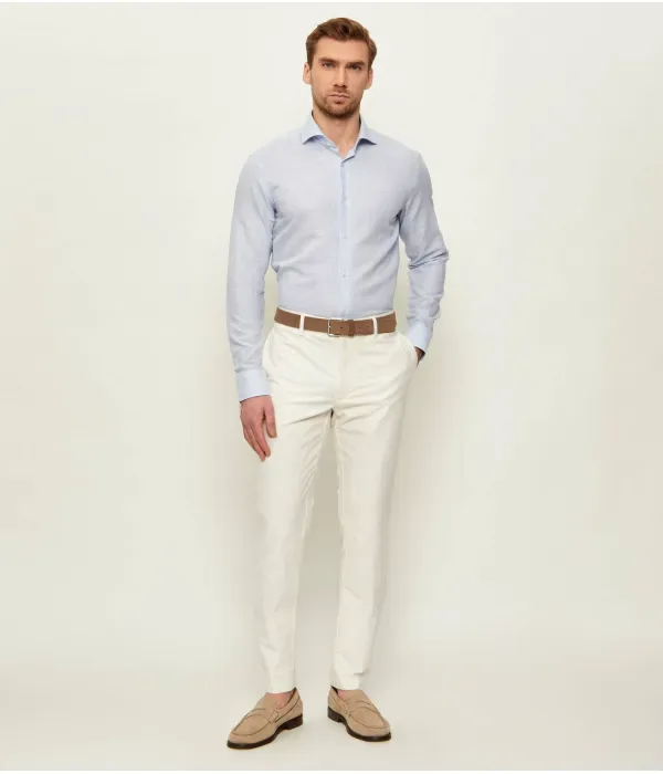 Льняная рубашка H-HANK-SP-B1-C1-261 slim fit Boss, небесно-голубой — фото 2