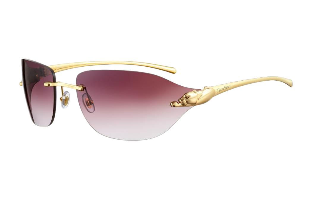 

Cartier Золотые овальные солнцезащитные очки с металлическим покрытием, Gold