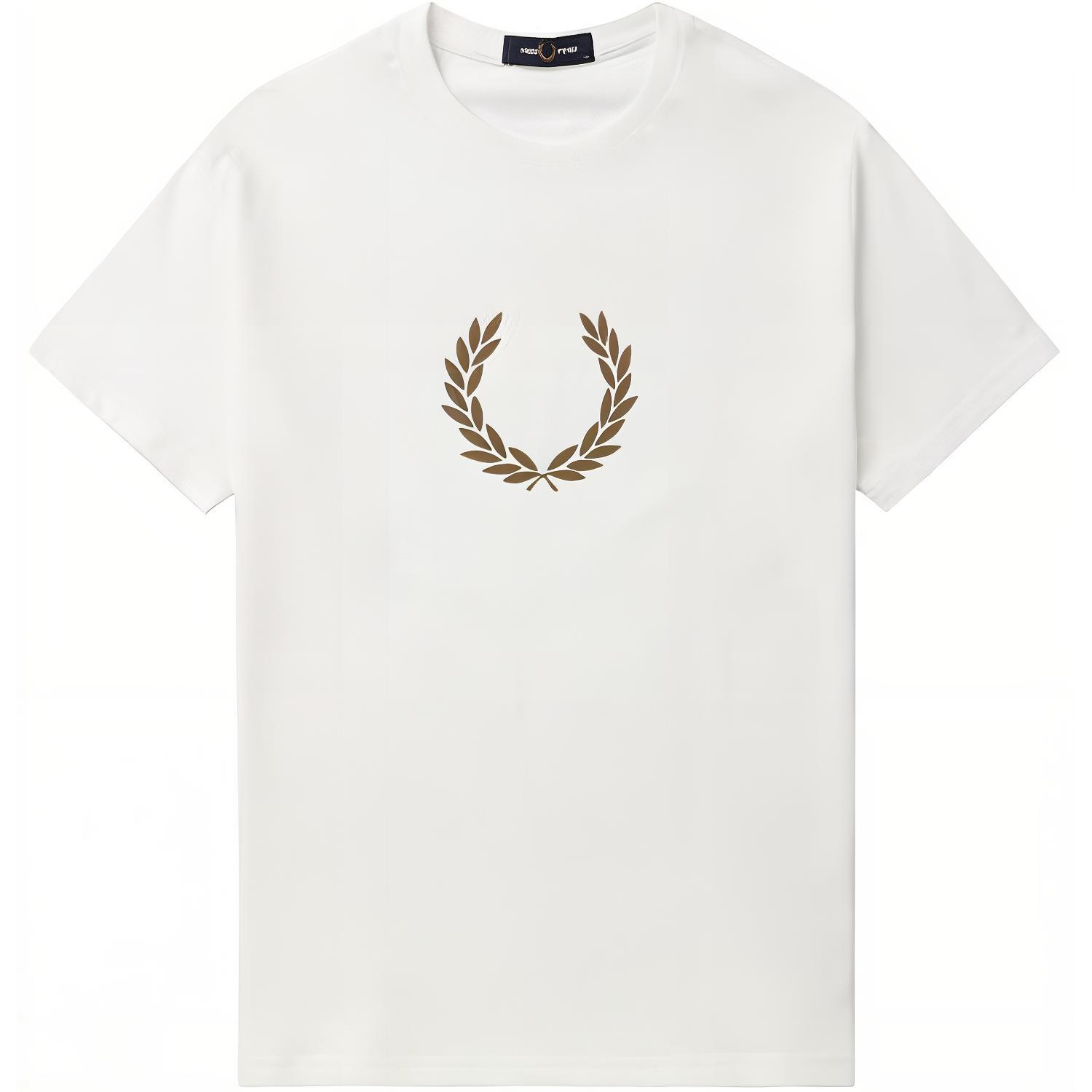 

FRED PERRY Футболка SS24 мужская белая с логотипом Gold, Белый, FRED PERRY Футболка SS24 мужская белая с логотипом Gold