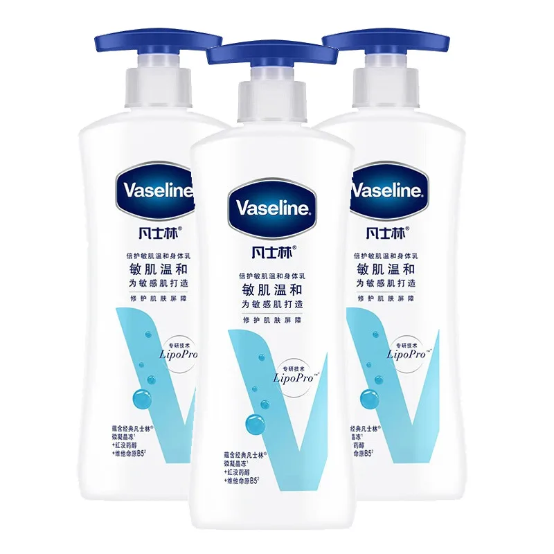 Vaseline Увлажняющая сыворотка восстанавливающий лосьон для тела питающий подтягивающий 30г*2/100г/200г/400г, Sensitive Skin Gentle 400ml*3