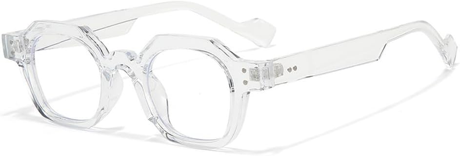 

Ретро-солнцезащитные очки в форме многоугольника, маленькие квадратные, женские, с защитой от УФ-излучения UV400, модные панк-очки с заклепками, мужские, с прозрачными линзами в оправе WNCKSQ, Transparent Clear