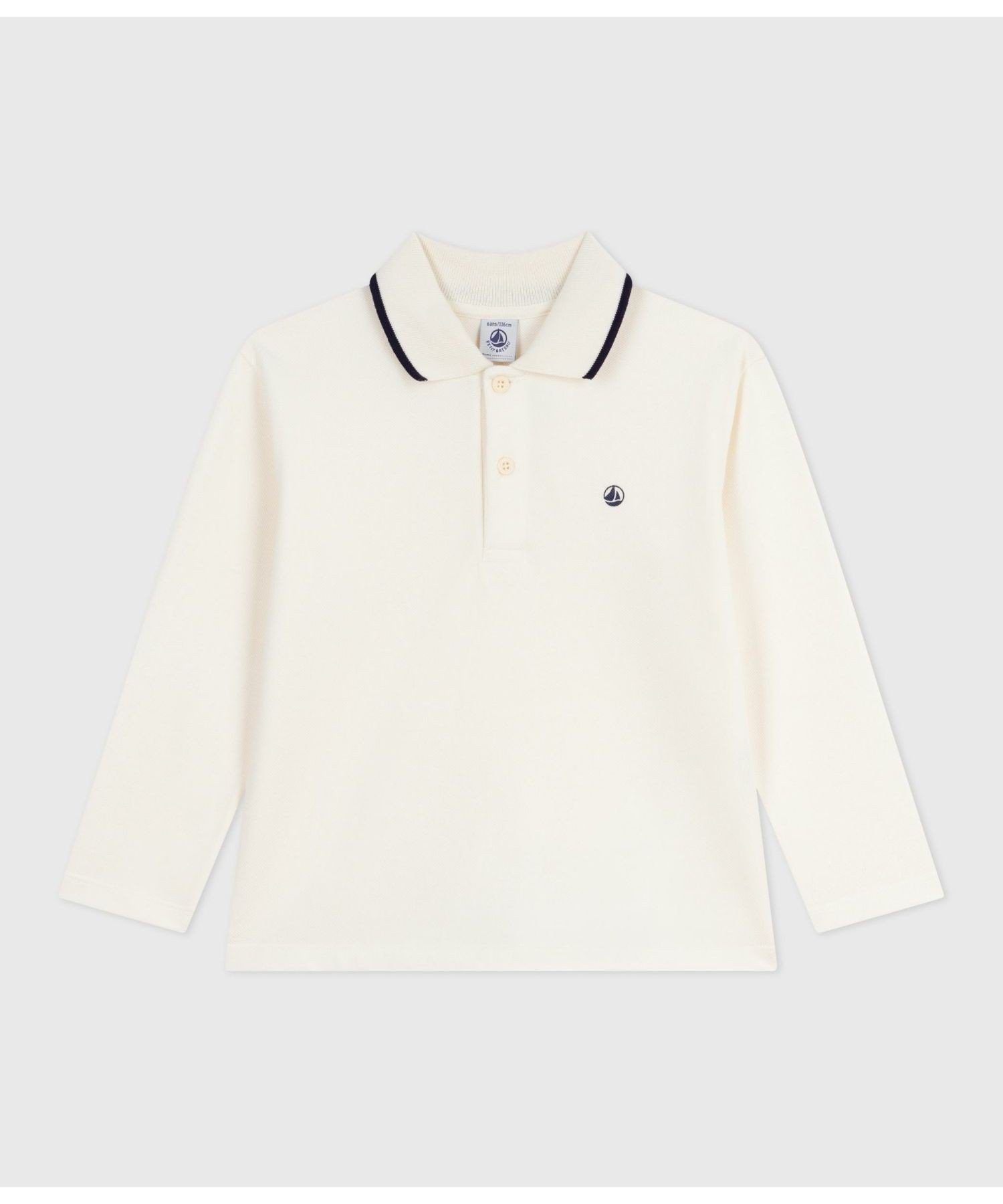 Рубашка-поло с длинными рукавами PETIT BATEAU, Off white