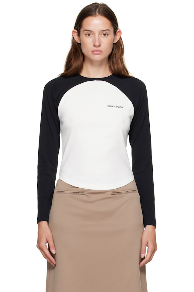

Courrèges Футболка с контрастными белыми и черными кругами, Черный, Courrèges Футболка с контрастными белыми и черными кругами