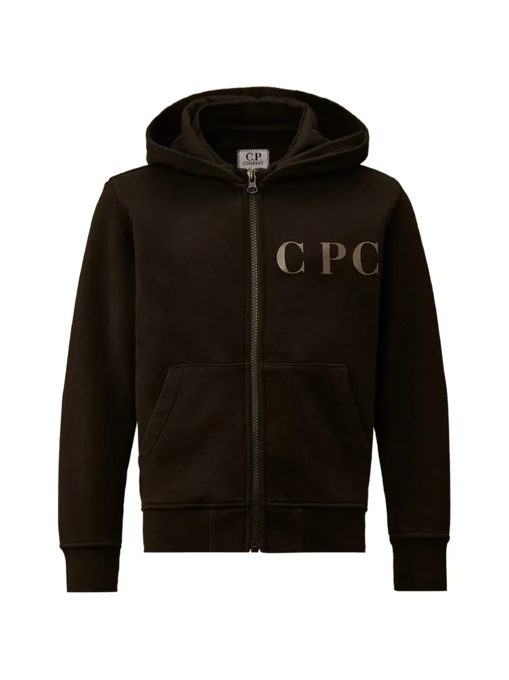 Худи на молнии с принтом логотипа C.P. Company Kids, черный