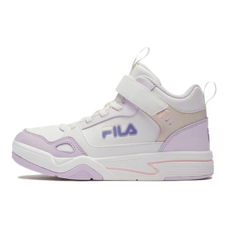 

FILA KIDS Скользостойкие износостойкие высокие детские скейтбординг кроссовки White Purple для подростков