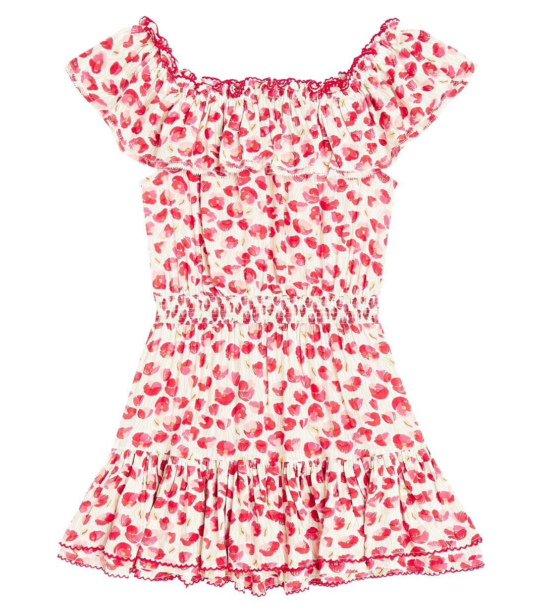 

Платье Bella с принтом и оборками Poupette St Barth Kids, White Red Alamy Awr