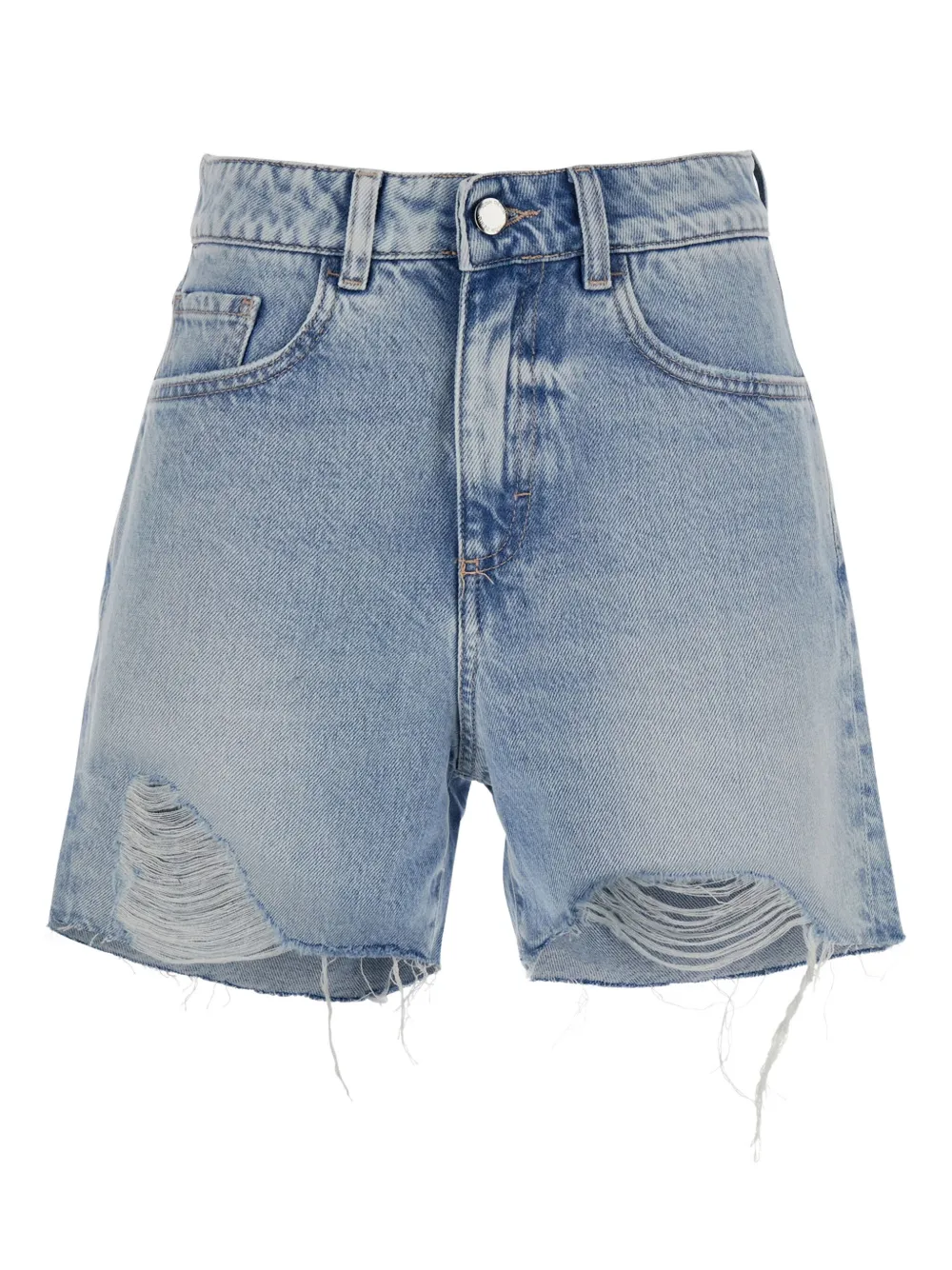 

Джинсовые шорты с бахромой и нашивкой-логотипом ICON DENIM, синий