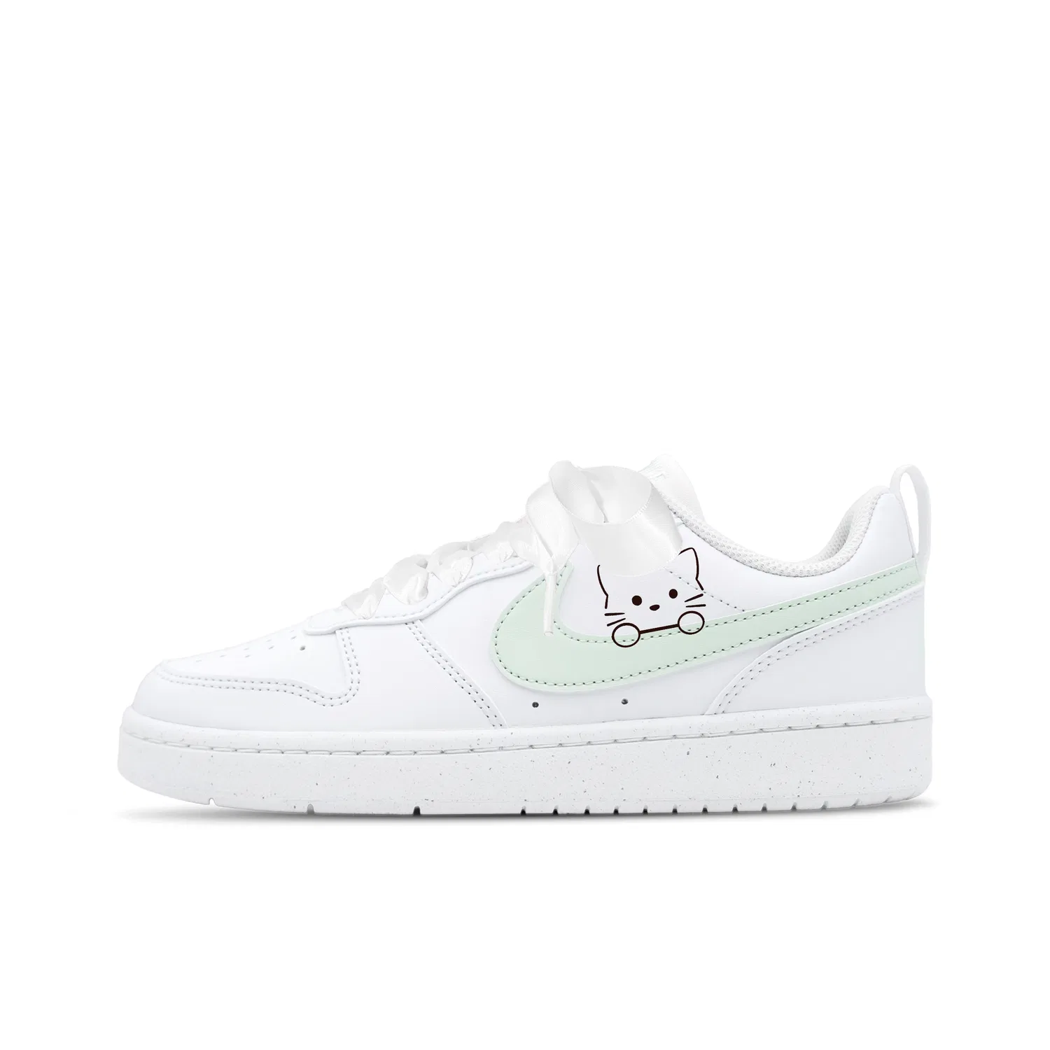 Кроссовки детские Nike Court Borough 2 Lemon Meowth Leather Low Top Green/White/Black