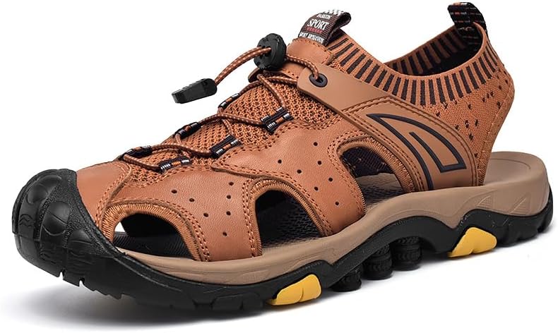 

Мужские сандалии Asifn с закрытым носком для активного отдыха на открытом воздухе, пляжная обувь, легкие и удобные рыбацкие сандалии для походов и повседневной носки, коричневый