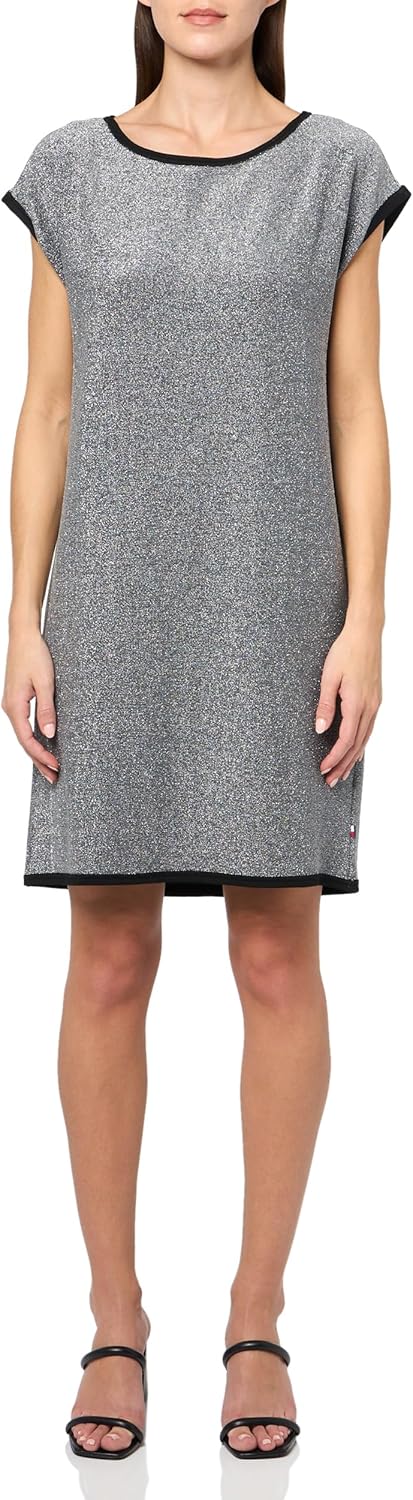 

Женское трикотажное спортивное платье с люрексом от Tommy Hilfiger с короткими рукавами, Black/Silver