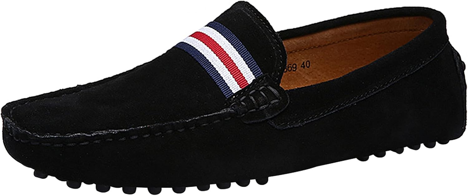 

Мужские стильные мокасины ANUFER с ремешком НАТО, удобные замшевые туфли для вождения, черный