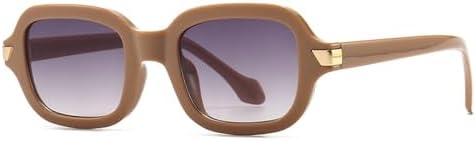 

Винтажные квадратные солнцезащитные очки для женщин, модный тренд, популярные оранжевые солнцезащитные очки в стиле ретро с заклепками, маленькие очки для женщин MTZJH, Khaki Gray